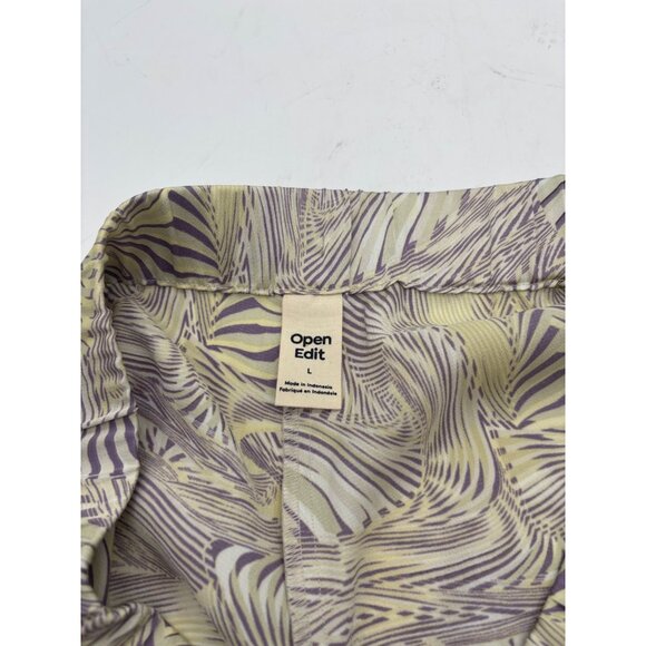 Open Edit Women’s Printed Drawstring Waist Flowy Shorts, Cream/Beige/Purple - Picture 9 of 11